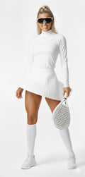 Nordic Performance Pleated Sports Skirt – High-Waist, Stretchy, Designed in Denmark in White